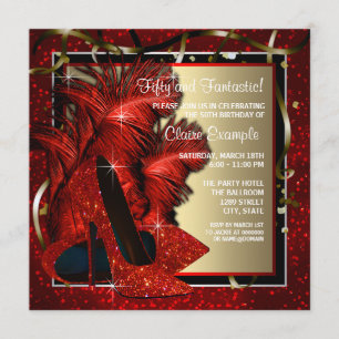 Invitation Chaussures à talons hauts noires et rouges de femm