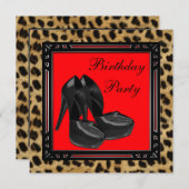 Invitation Chaussures à talons hauts noires Fête d'anniversai (Devant / Derrière)