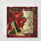 Invitation Chaussures à talons hauts noires, rouges et dorées (Dos)