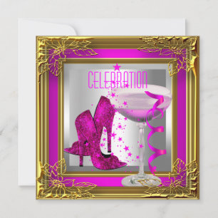 Invitation Chaussures à talons hauts or rose chaud Champagne