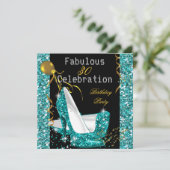 Invitation Chaussures à talons hauts pailletées bleu sarcelle (Debout devant)