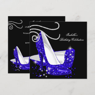 Invitation Chaussures à talons hauts pailletées bleues Fête d