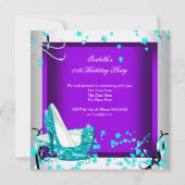 Invitation Chaussures à talons hauts pailletées teal et viole (Dos)