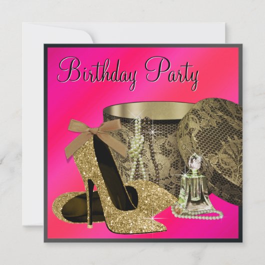 Invitation Chaussures à talons hauts Perles Rose Chaud Annive (Devant)