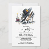 Invitation Chaussures à talons hauts rayées modernes pour 80e (Devant)