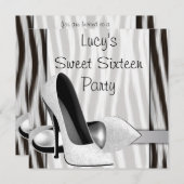 Invitation Chaussures à talons hauts rayées noir et blanc Swe (Devant / Derrière)