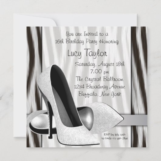 Invitation Chaussures à talons hauts rayées noir et blanc Swe (Dos)