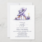 Invitation Chaussures à talons hauts rayées violettes pour un (Devant)