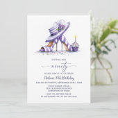 Invitation Chaussures à talons hauts rayées violettes pour un (Debout devant)