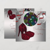 Invitation Chaussures à talons hauts Red Zebra Disco Annivers (Devant / Derrière)