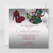 Invitation Chaussures à talons hauts Red Zebra Fête d'anniver (Dos)