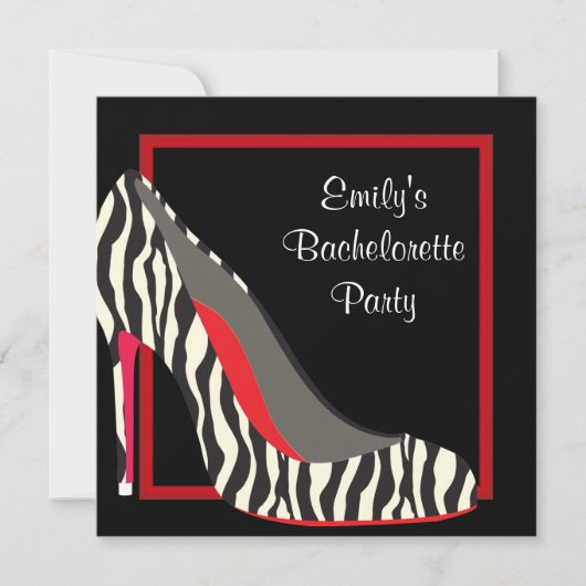 Invitation Chaussures à talons hauts Red Zebra pour enterreme (Devant)