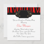 Invitation Chaussures à talons hauts Red Zebra pour fête d'an (Dos)
