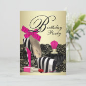 Invitation Chaussures à talons hauts rose chaud Fête Zèbre (Debout devant)