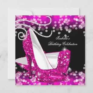 Invitation Chaussures à talons hauts rose pailleté diamants a