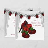 Invitation Chaussures à talons hauts Rose Rouge Quinceanera (Devant / Derrière)