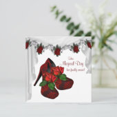 Invitation Chaussures à talons hauts Rose Rouge Quinceanera (Debout devant)