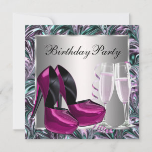 Invitation Chaussures à talons hauts rose vif pour l'annivers