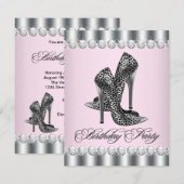 Invitation Chaussures à talons hauts roses léopard pour fête (Devant / Derrière)