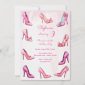 Invitation Chaussures à talons hauts roses poupée fille fête (Devant)