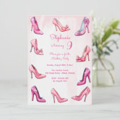 Invitation Chaussures à talons hauts roses poupée fille fête (Debout devant)