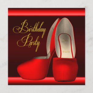 Invitation Chaussures à talons hauts rouge or noir pour fête 