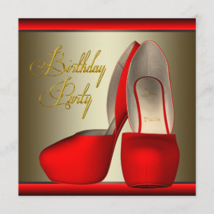 Invitation Chaussures à talons hauts rouge or noir pour fête 