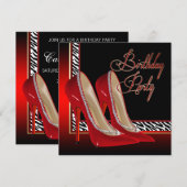 Invitation Chaussures à talons hauts rouge zèbre Or noir pour (Devant / Derrière)