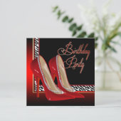Invitation Chaussures à talons hauts rouge zèbre Or noir pour (Debout devant)
