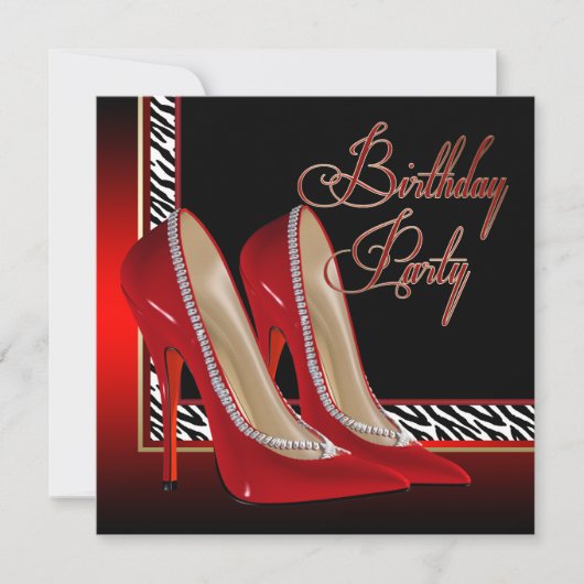 Invitation Chaussures à talons hauts rouge zèbre Or noir pour (Devant)