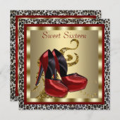 Invitation Chaussures à talons hauts rouges à imprimé léopard (Devant / Derrière)