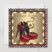 Invitation Chaussures à talons hauts rouges à imprimé léopard (Devant)