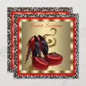 Invitation Chaussures à talons hauts rouges à imprimé léopard (Devant / Derrière)