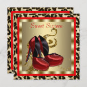 Invitation Chaussures à talons hauts rouges à imprimé léopard (Devant / Derrière)