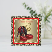 Invitation Chaussures à talons hauts rouges à imprimé léopard (Debout devant)