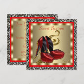 Invitation Chaussures à talons hauts rouges à motif léopard p (Devant / Derrière)