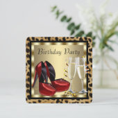 Invitation Chaussures à talons hauts rouges Anniversaire léop (Debout devant)