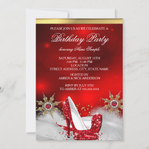 Invitation Chaussures à talons hauts rouges argent doré pour 