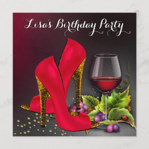 Invitation Chaussures à talons hauts rouges chic Fête d'anniv