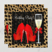 Invitation Chaussures à talons hauts rouges cocktails léopard (Devant / Derrière)