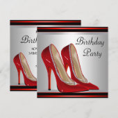 Invitation Chaussures à talons hauts rouges de femme Fête d'a (Devant / Derrière)