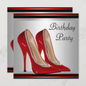 Invitation Chaussures à talons hauts rouges de femme pour fêt (Devant / Derrière)
