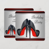 Invitation Chaussures à talons hauts rouges Fête d'anniversai (Devant / Derrière)