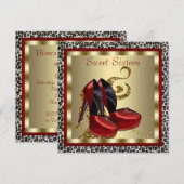 Invitation Chaussures à talons hauts rouges imprimé léopard p (Devant / Derrière)
