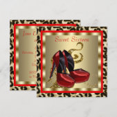 Invitation Chaussures à talons hauts rouges imprimé léopard p (Devant / Derrière)