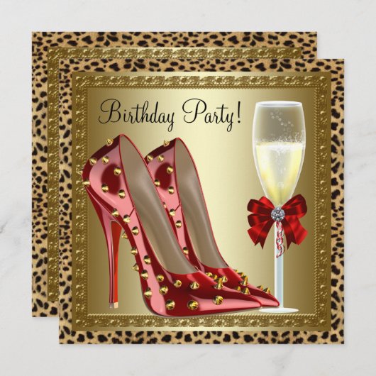 Invitation Chaussures à talons hauts rouges léopard pour anni (Devant / Derrière)