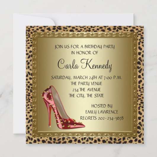 Invitation Chaussures à talons hauts rouges léopard pour anni (Dos)