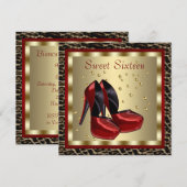 Invitation Chaussures à talons hauts rouges léopard Sweet Six (Devant / Derrière)