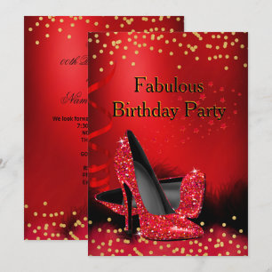 Invitation Chaussures à talons hauts rouges pailletées Fête d