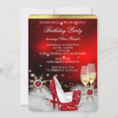 Invitation Chaussures à talons hauts rouges pailletés argent (Devant)